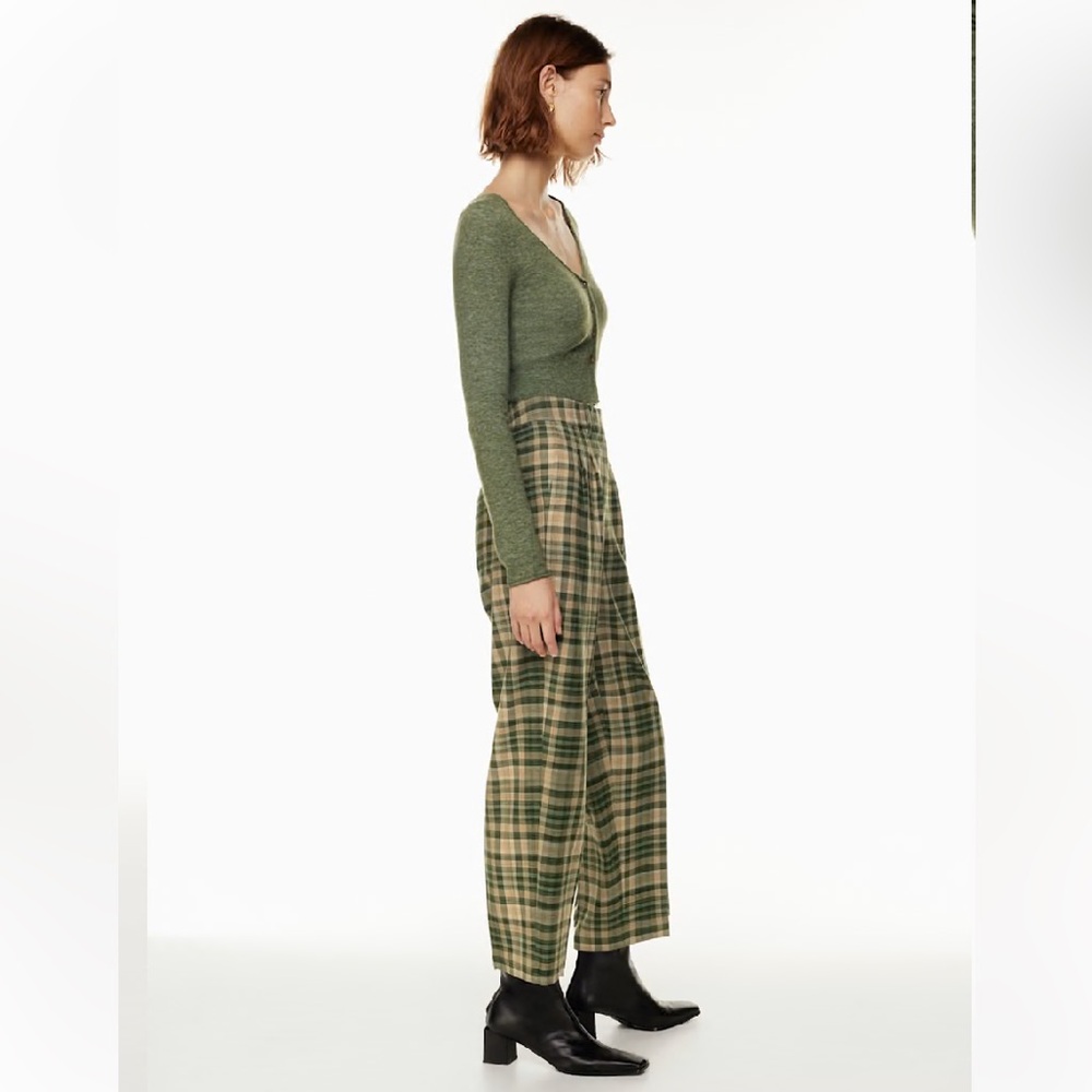 Aritzia Wilfred High Waisted Wool Blend Plaid Carnaby Carrot Ankle Pants Size 0 - Picture 2 of 14